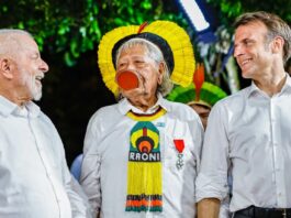 Cacique Raoni é homenageado por Macron e solicita demarcações a Lula