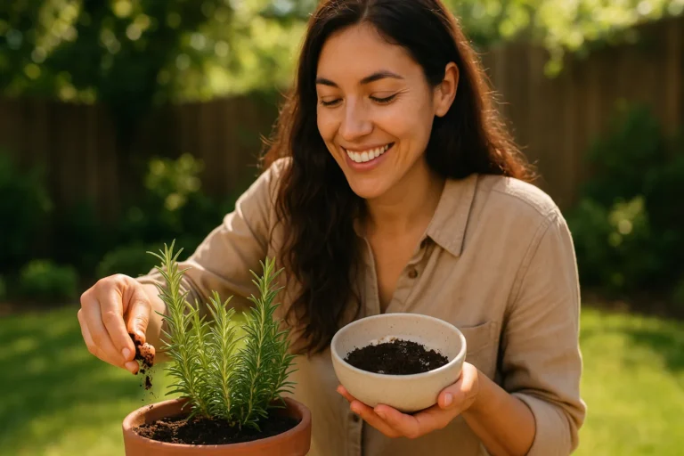 Como adubar seu alecrim com borra de café sem deixar o solo ácido demais