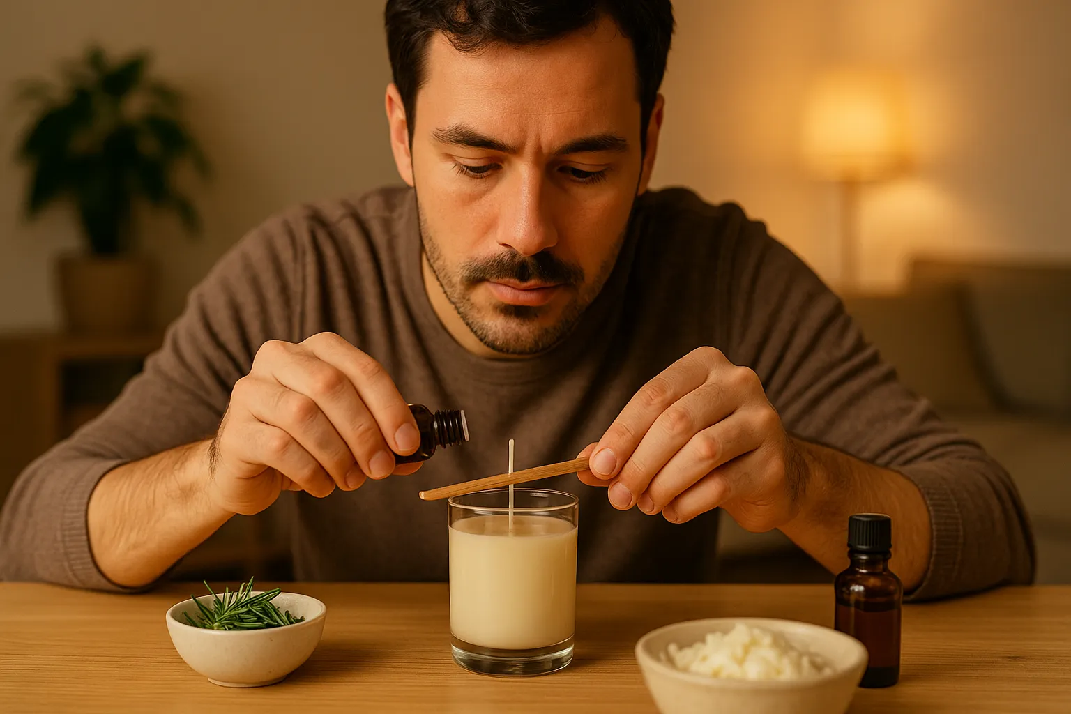 Vela aromática com óleos naturais que repelem mosquitos