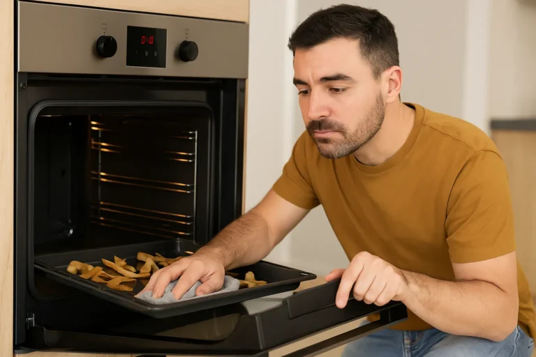 Esse truque com casca de batata deixa o forno limpo e sem cheiro