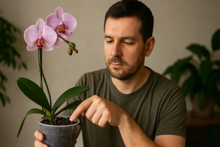 Orquídea encharcada como fazer o teste do dedo para saber a hora certa de regar