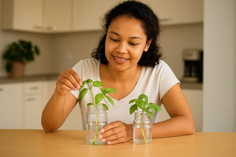 3 passos para multiplicar manjericão na água e ter tempero fresco o ano todo