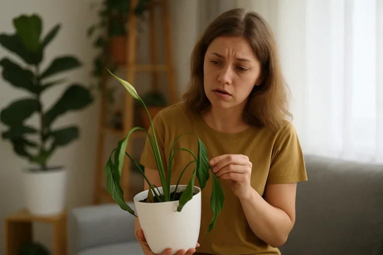 3 erros de rega que fazem o lírio-da-paz murchar rápido