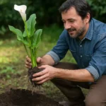 Como fazer muda de copo-de-leite com touceira e plantar direto no solo Como fazer muda de copo-de-leite com touceira e plantar direto no solo