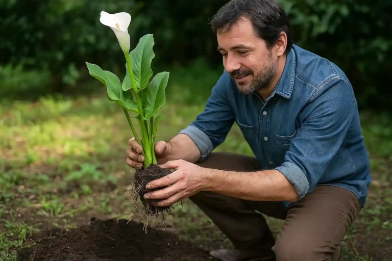 Como fazer muda de copo-de-leite com touceira e plantar direto no solo