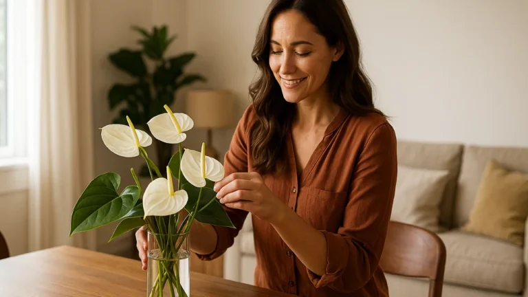 Como criar arranjos elegantes com antúrios brancos para harmonia no lar
