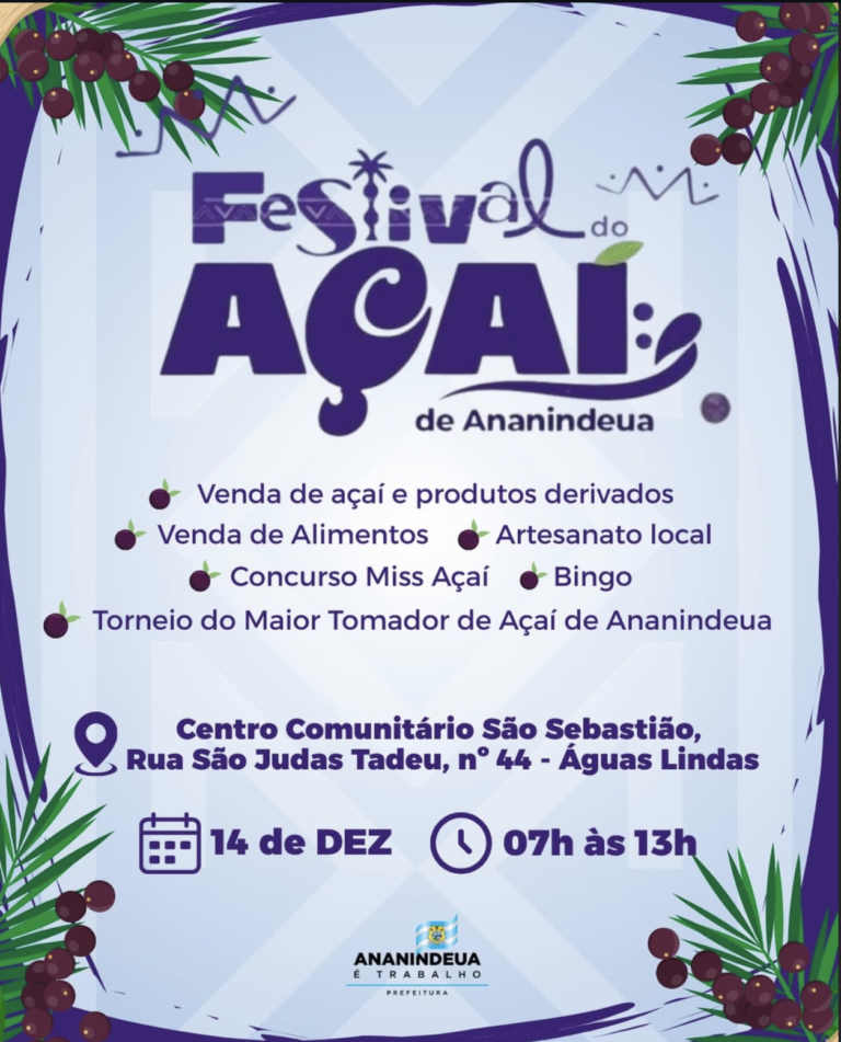 Ananindeua anuncia programação do Festival do Açaí 2025 com atrações culturais e torneio tradicional