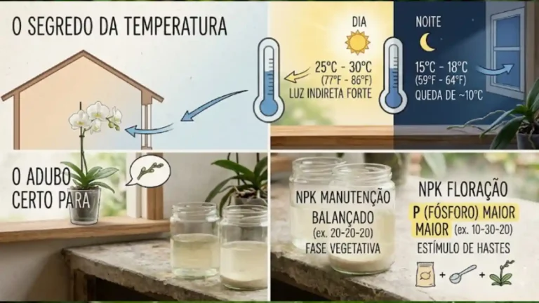 Como fazer orquídea florescer com segredo da temperatura e adubo certo