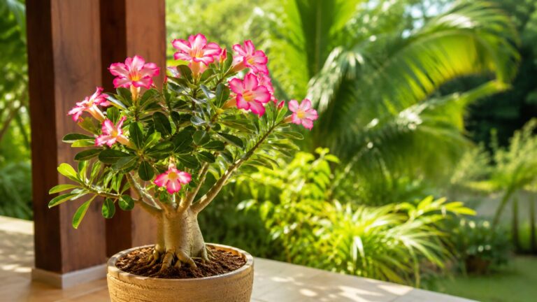 Rosa do deserto no sol pleno: quantas horas de luz ela precisa