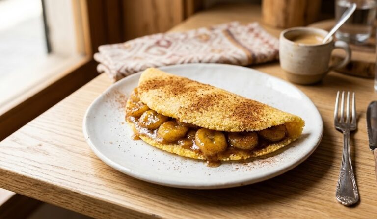Tapioca de banana com canela: lanche rápido e sem glúten