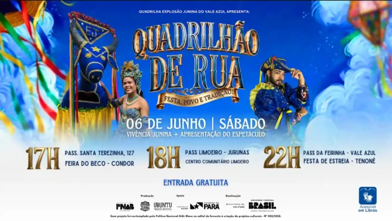 Espetáculo cultural da Quadrilha Explosão Junina do Vale Azul une arte e tradição nos bairros periféricos de Belém