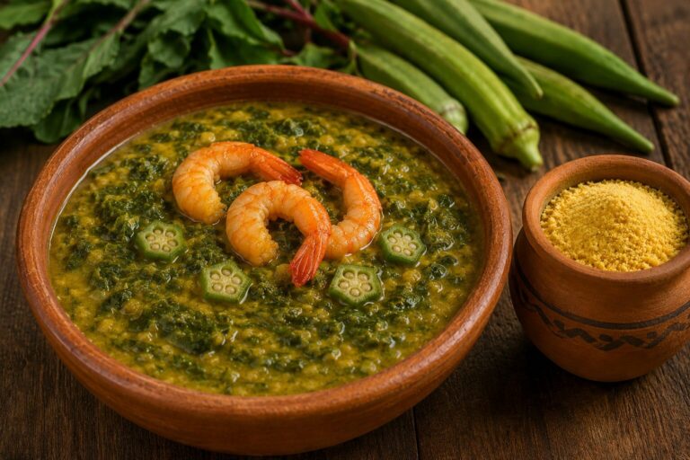 Caruru paraense: receita tradicional com quiabo e camarão