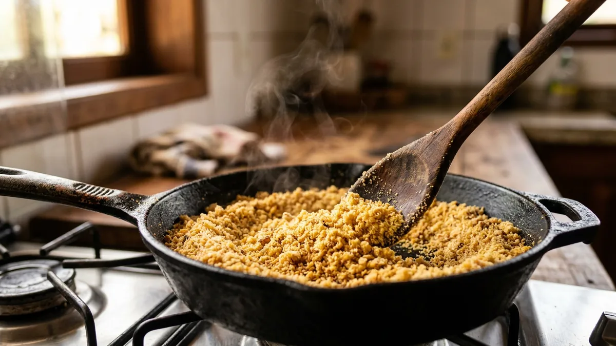 Como torrar farinha de mandioca em casa sem deixar queimar Como torrar farinha de mandioca em casa sem deixar queimar