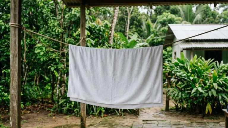 Toalha continua com cheiro de mofo no calor úmido do Pará por causa de sabão e amaciante presos e seca melhor assim