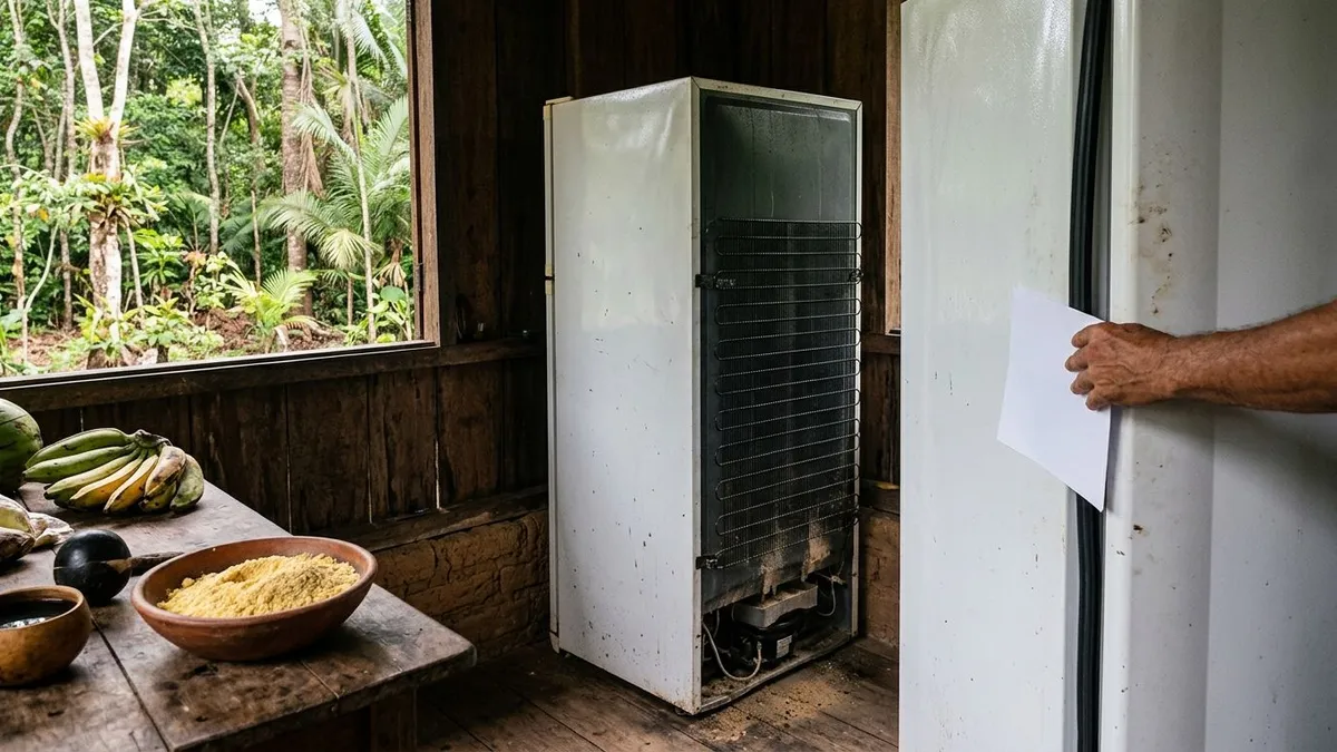 Geladeira em cozinha quente do Pará evita gasto extra ao corrigir 2 pontos, parede e borracha da porta Geladeira em cozinha quente do Pará evita gasto extra ao corrigir 2 pontos, parede e borracha da porta