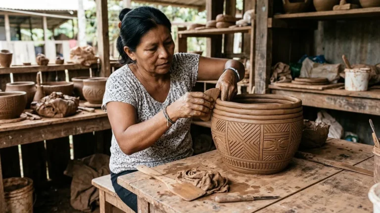 Cerâmica marajoara ganha forma com roletes sobrepostos e desenhos simétricos, e Icoaraci transforma essa referência em peças atuais