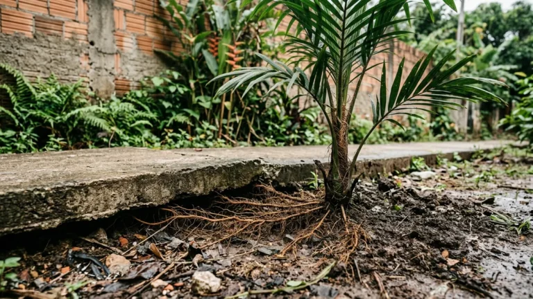 Palmeira plantada a 50 centímetros da parede levanta o piso anos depois e torna a remoção mais cara