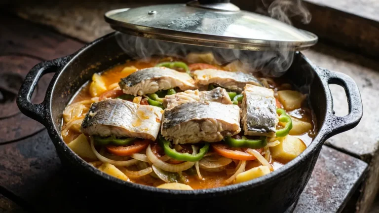 Caldeirada paraense em camadas mantém o peixe inteiro quando a cebola entra primeiro e o fogo baixo evita o desmanche