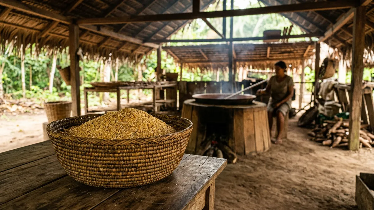 Farinha virou referência de troca no interior do Pará e o paneiro ainda mede o que o quilo não explica Farinha virou referência de troca no interior do Pará e o paneiro ainda mede o que o quilo não explica