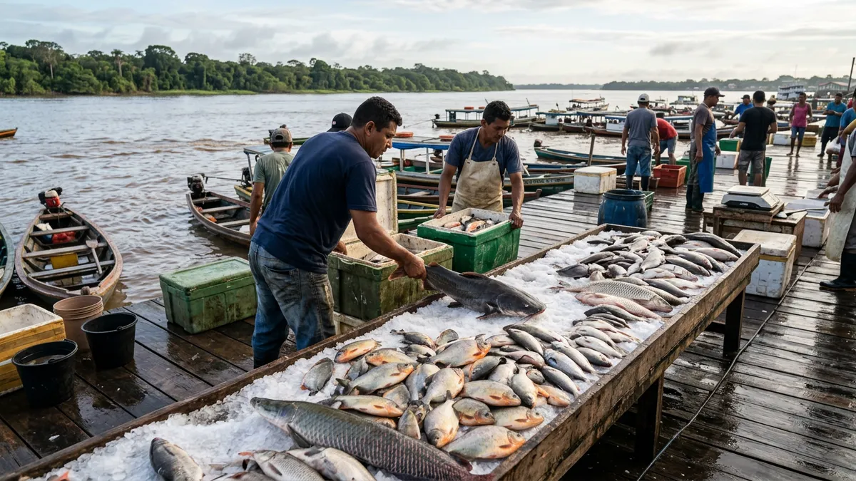 Feira de peixe no Pará segue a maré, e chegar na 1ª hora separa a maior variedade do pescado que sobrou Feira de peixe no Pará segue a maré, e chegar na 1ª hora separa a maior variedade do pescado que sobrou