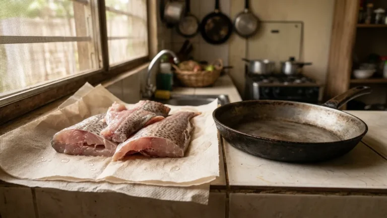 Peixe congelado soltando muita água ao fritar, causa e solução