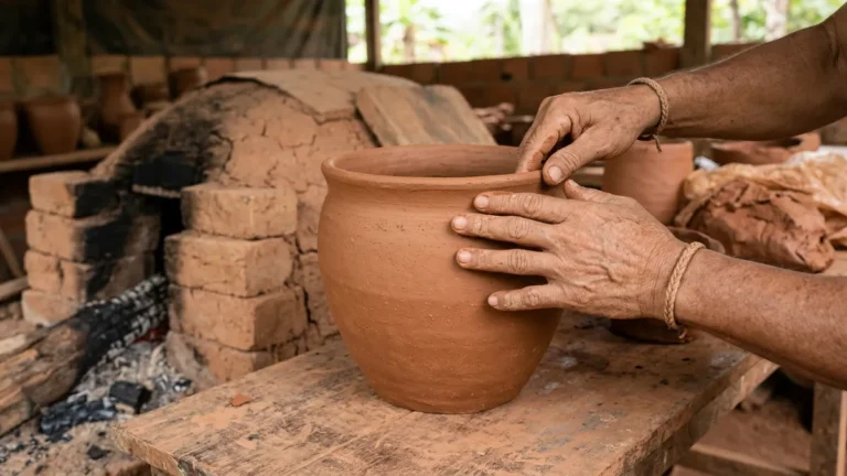 Cerâmica de Icoaraci como a peça é queimada antes da pintura