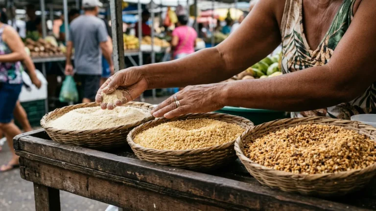 Como escolher farinha na feira do Pará pelo grão, cor e umidade