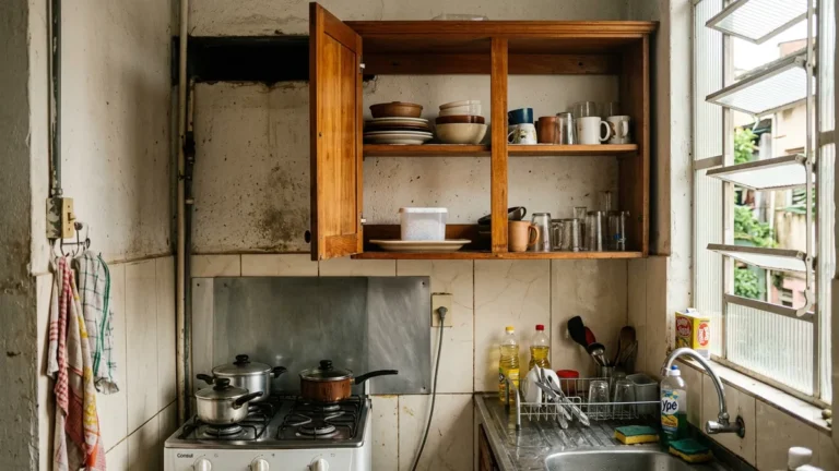 Armário da cozinha úmido em Belém como secar sem prender vapor