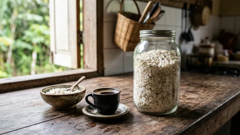 Farinha de tapioca aberta conserva a crocância no clima úmido