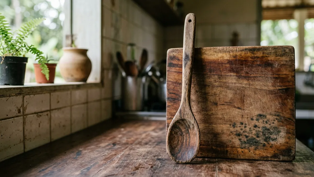 Colher e tábua de madeira mofando como tratar na cozinha paraense Colher e tábua de madeira mofando como tratar na cozinha paraense