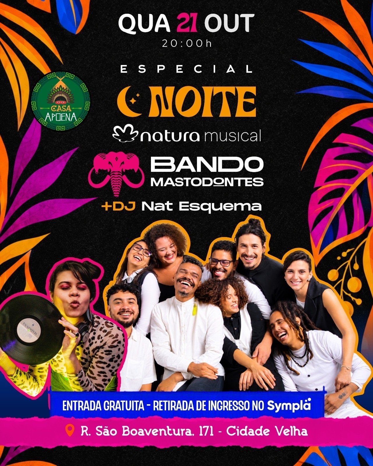 Bando Mastodontes e DJ Nat Esquema fazem Noite Natura Musical gratuita na Casa Apoena