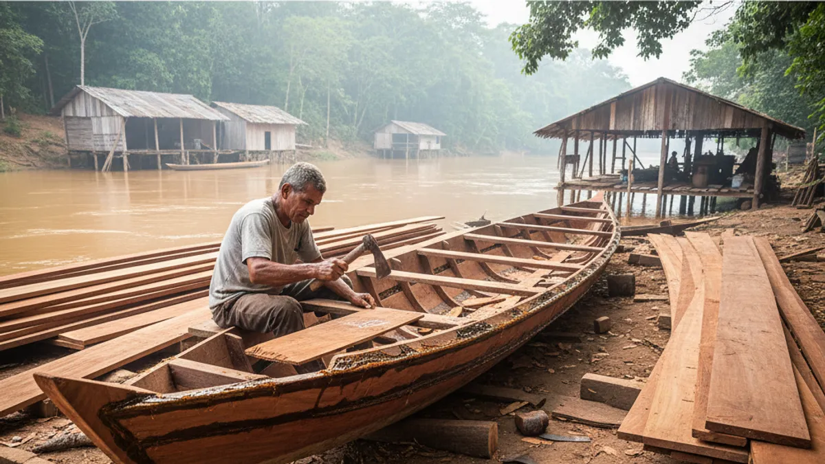 Como se constrói uma canoa de madeira no interior do Pará Como se constrói uma canoa de madeira no interior do Pará