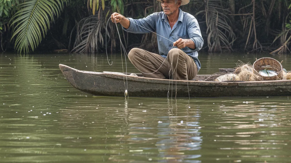 Espinhel na pesca artesanal com vários anzóis e como funciona Espinhel na pesca artesanal com vários anzóis e como funciona