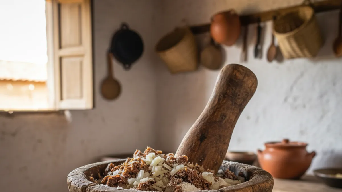 Como fazer paçoca de carne de sol no pilão Como fazer paçoca de carne de sol no pilão