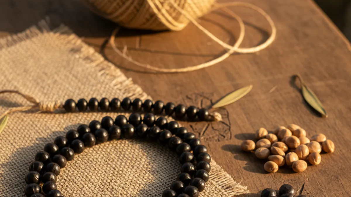 Biojoia de açaí como a semente vira colar Biojoia de açaí como a semente vira colar