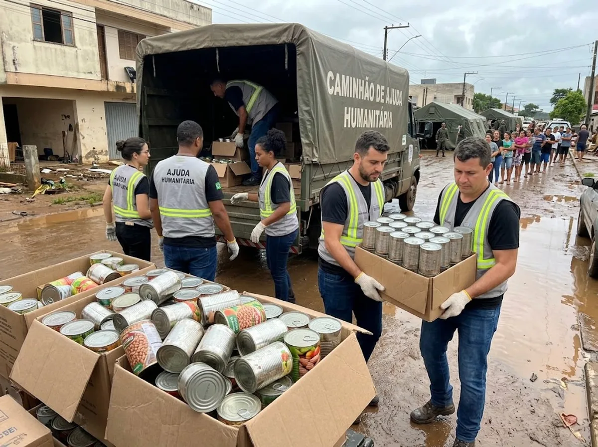 Latas de aço protegem alimentos em doações após chuvas e tornam a logística de emergência mais segura Latas de aço protegem alimentos em doações após chuvas e tornam a logística de emergência mais segura