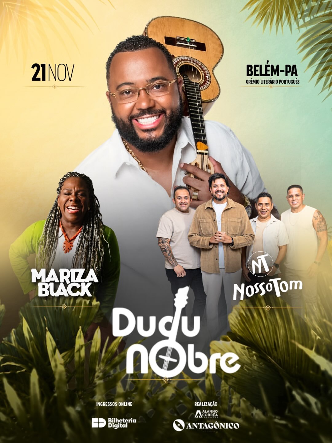 Dudu Nobre se apresenta em Belém com Nosso Tom e Mariza Black
