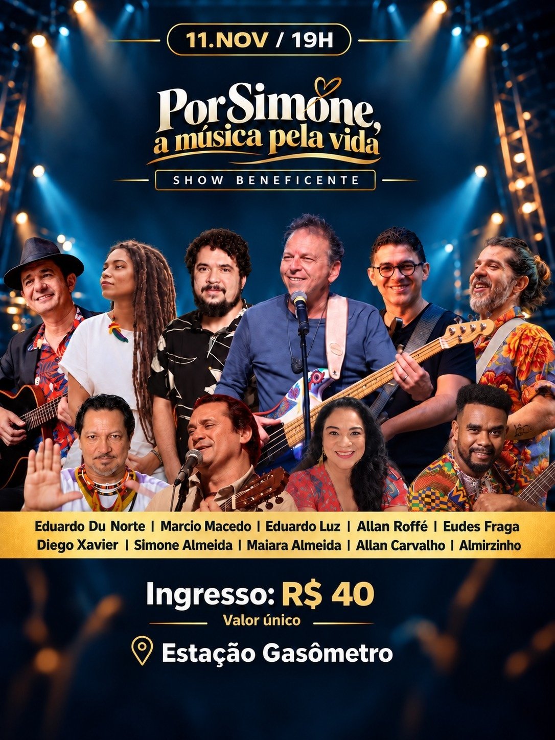 Por Simone reúne músicos paraenses em show beneficente no Teatro Gasômetro